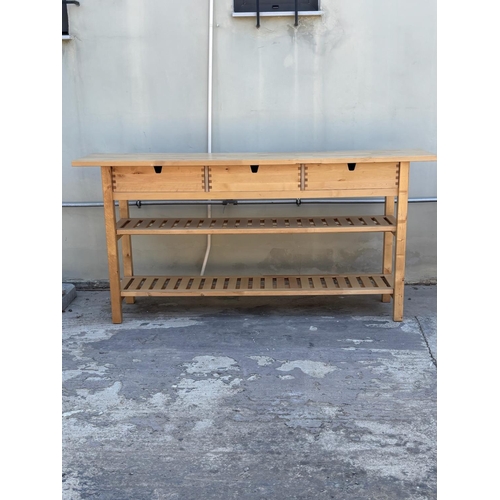 Ikea 'Norden' Buffet Console Table/Kitchen Island with Butcher's Block Top, 3 Drawers and 2 Slatted