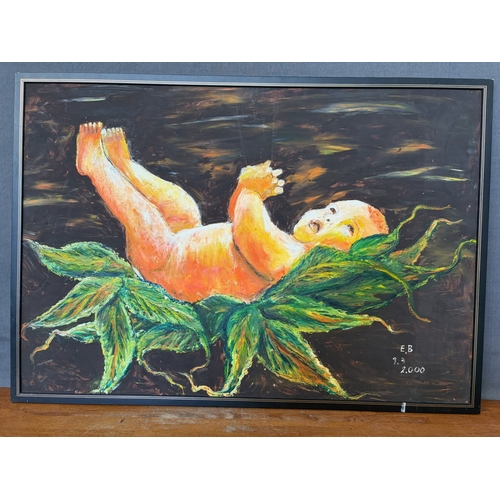 'Elenitsa Vassilidi '2000' Original Painting Depicting a Baby Emerging ...