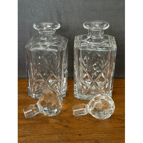 x2 Vintage Circa 1950's Bohemian Square Cut Lead Crystal Whisky/Spirit ...