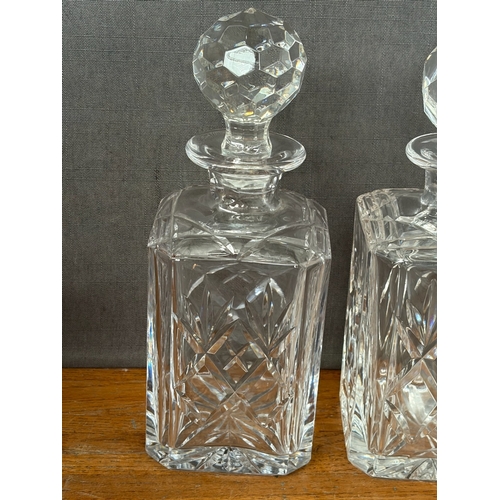 x2 Vintage Circa 1950's Bohemian Square Cut Lead Crystal Whisky/Spirit ...