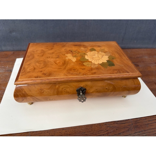Vintage Italian Marquetry Design Inlaid Hand Crafted Burled Wood Reuge ...