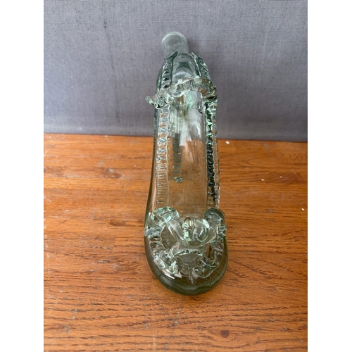 Hand Made Murano Art Glass Style Sword Glass Bottles and a High-Heel ...