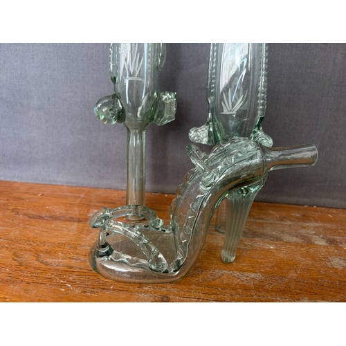 Hand Made Murano Art Glass Style Sword Glass Bottles and a High-Heel ...
