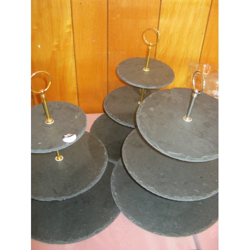 3 - 3 Decorative Slate Cake Stands