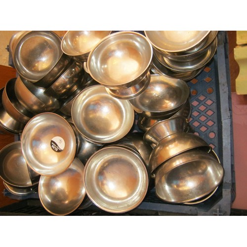 16 - A Tray of Stainless Steel Ice Cream Dishes