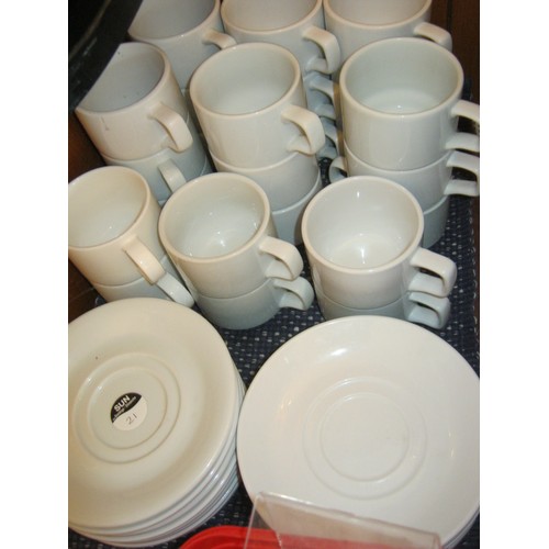 22 - A Tray of 24 White China Cups and Saucers