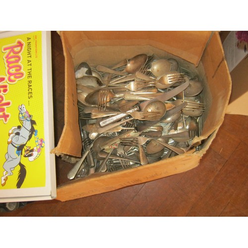 189 - A Large Box of Mainly Silver Plate Cutlery (unchecked)