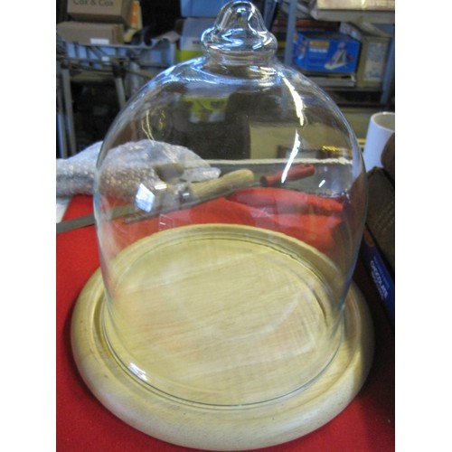 51 - A large cheese dome with wooden cheeseboard under