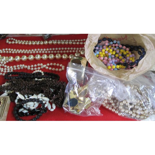 125 - Bag of costume jewellery vintage to now, including faux pearls