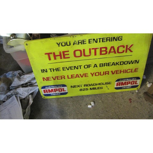 36 - Yellow heavy 'Outback' sign