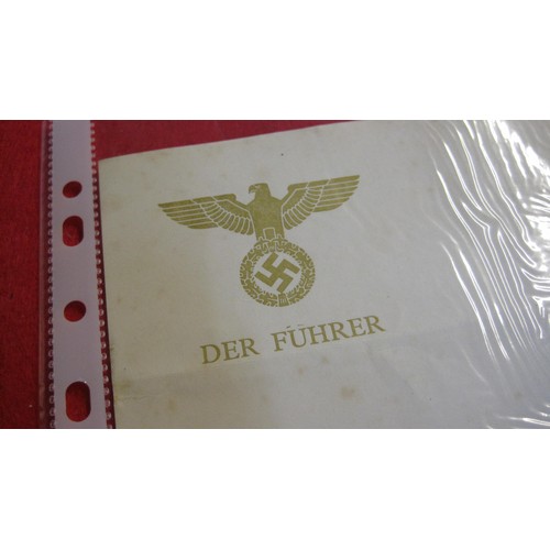 150 - A sheet of unused notepaper header 'Der Fuhrer' in Gold, some foxing, A WW2 Luftwaffe Belt in good o... 