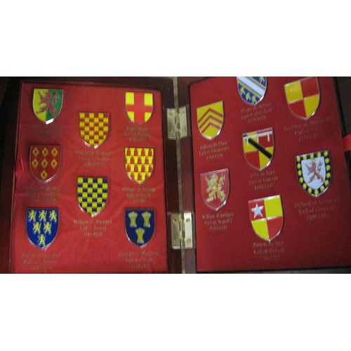 25 - A set of 'Kings & Queens' Magazines in binders plus 2 boxes of matching medals featuring coats of ar... 