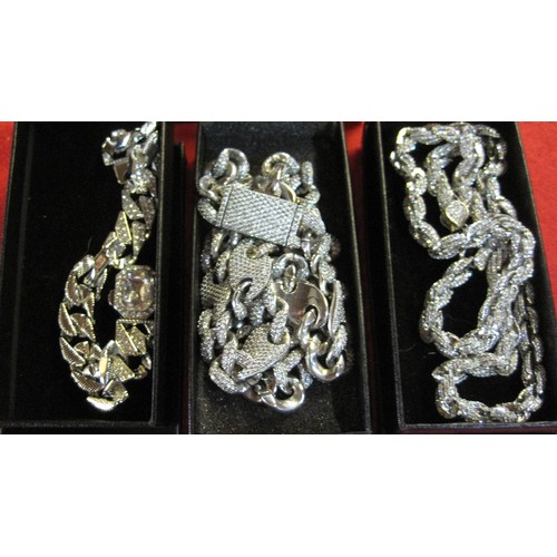 133 - 4 Heavy White Metal Chains, Boxed, Bling!!