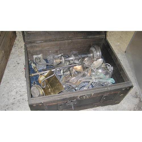 31 - A 'Treasure Chest' type box containing cutlery and others