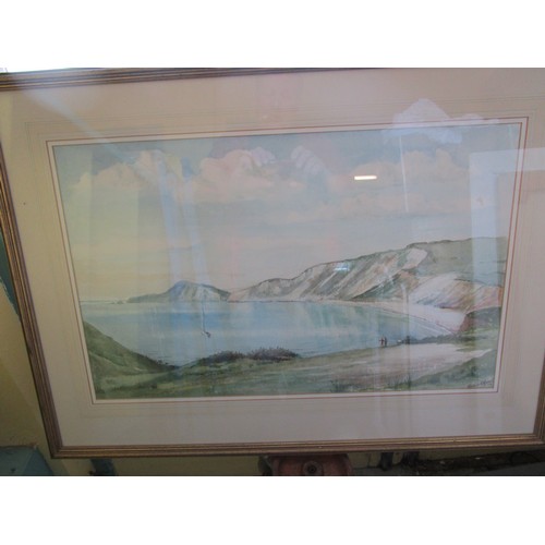 3 - A Framed & Glazed watercolour of Kimmeridge Bay, signed, by Rodney J Russell (British, 1918-1996)