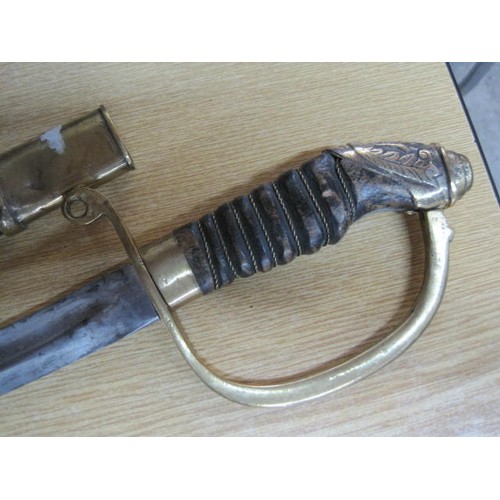 187 - An early naval boarding cutlass believed to be late Georgian in scabbard