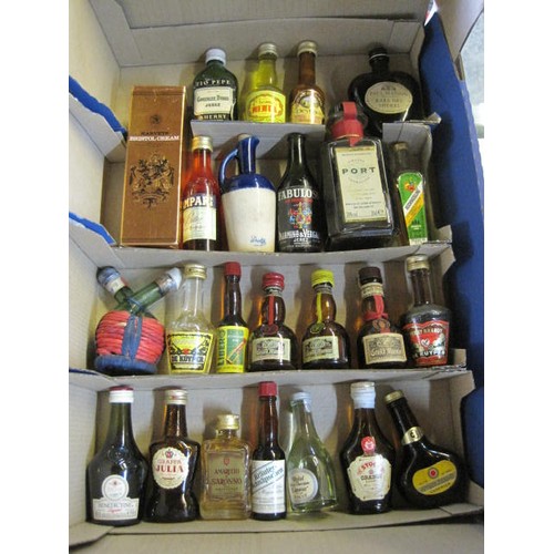 232 - A tray of vintage alcoholic miniatures