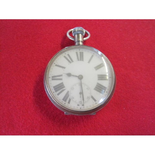 328 - A Goliath pocket watch in working order, base metal cases, Swiss mechanism