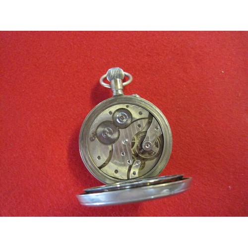 328 - A Goliath pocket watch in working order, base metal cases, Swiss mechanism