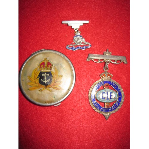 195 - A silver Royal Artillery sweetheart brooch, a hallmarked RAOB jewel awareded to Bro Harry Mills, Min... 