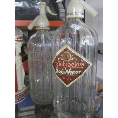 88 - Nelson brandy bottle and 3 soda syphons