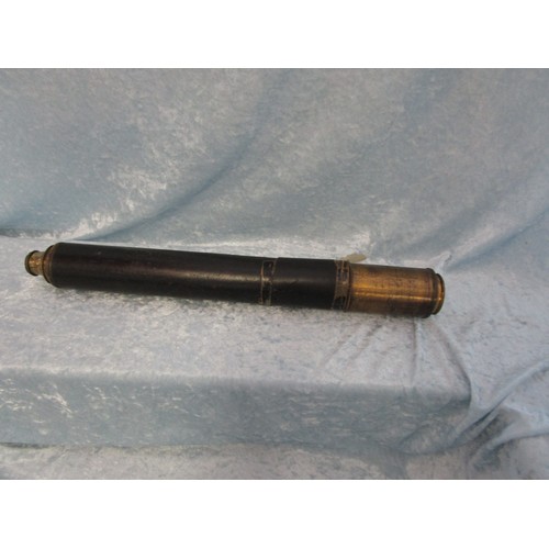 197 - Antique, brass, single draw telescope