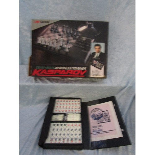 306 - Saitek chess advanced trainer and complete set of Mah-jongg