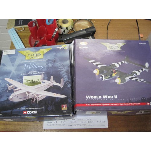 147 - 'The Aviation Archive' die cast model of Avro York, plus WW2 P-38J 'Droop Shoot' Lightning - 'Eze Do... 