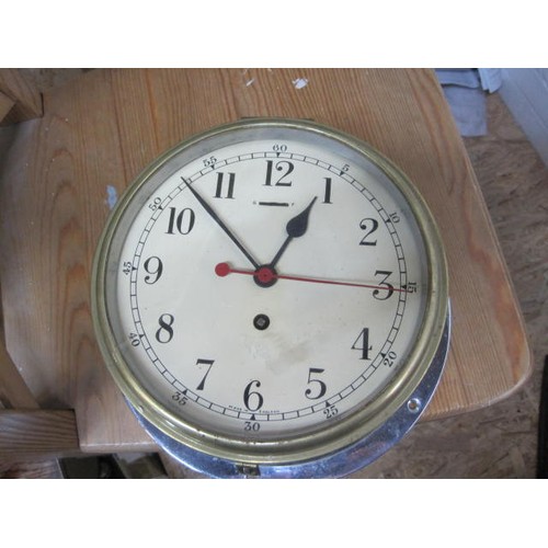 335 - Antique ship's bulkhead clock