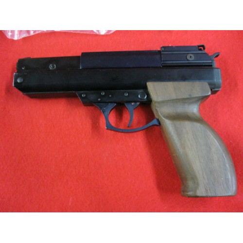 150 - BSA 240 Magnum Air Pistol, .22 cal, wooden right handed stock, powerful, nice condition and works bu... 