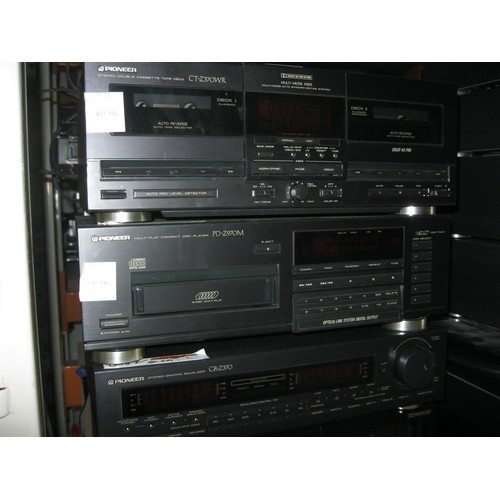 87 - A number of Pioneer stack components comprising a Stereo Double Cassette Deck model CT-Z370R, a Mult... 