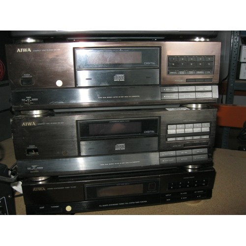 93 - A pair of Aiwa Compact Disc Player model DX-D91 and an Aiwa Stereo Synthesizer Tuner model TX-D91