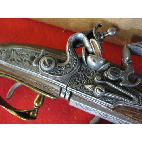 178 - A Denix 1290 Replica Le Page Double rotating barrel flintlock rifle, boxed, unused and in good order... 