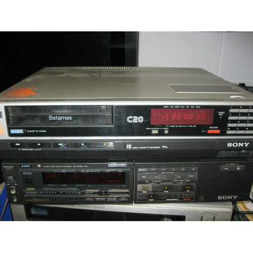 107D - A Sony C20 Betamax Front Loading Video Cassette Recorder and a Sony SuperBeta Stereo Video Cassette ... 