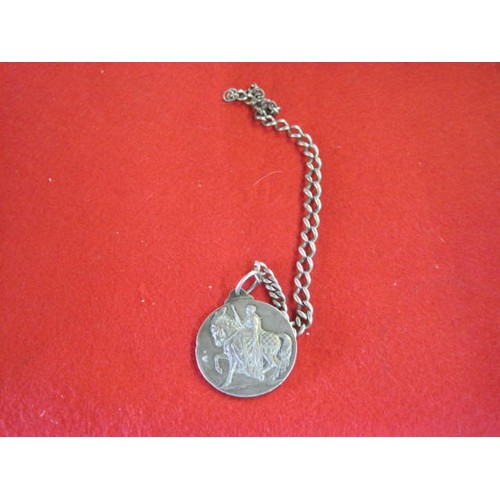 181 - Silver shire horse medallion on silver chain