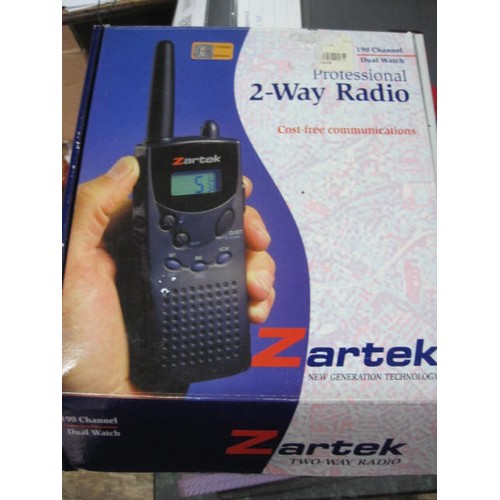 121 - A Zartek Professional 2-Way Radio 190 Channel Dual Watch, boxed with car charger, appears unused