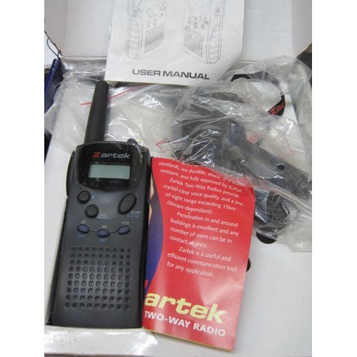 121 - A Zartek Professional 2-Way Radio 190 Channel Dual Watch, boxed with car charger, appears unused