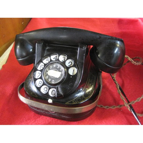 120 - A heavy vintage Belgian telephone with modern connection conversion in working order, marked 'Belgiq... 