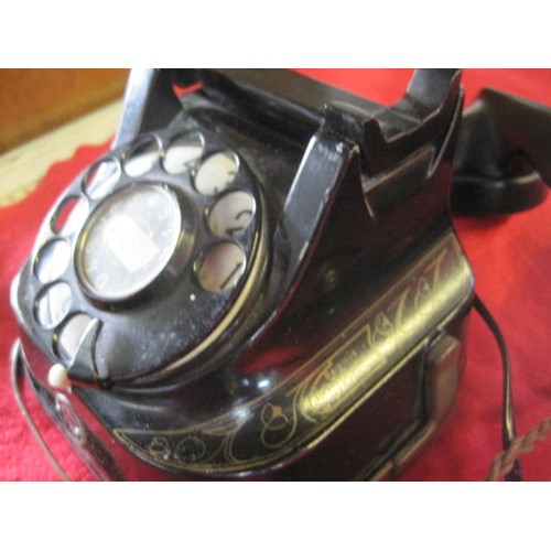 120 - A heavy vintage Belgian telephone with modern connection conversion in working order, marked 'Belgiq... 