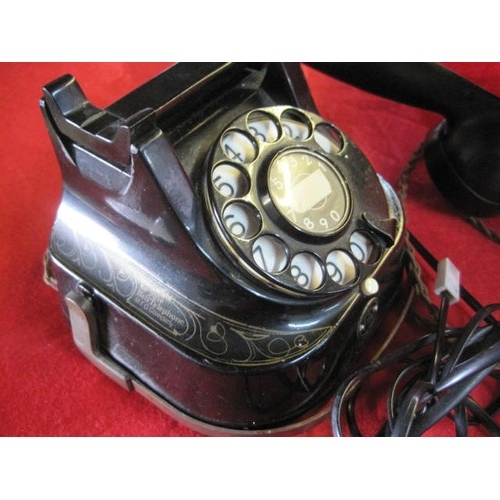 120 - A heavy vintage Belgian telephone with modern connection conversion in working order, marked 'Belgiq... 