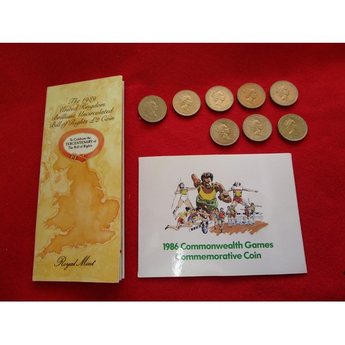 112 - A selection of older style £2 coins, including packaged 1689-1989 Bill of Rights Royal Mint Commemor... 