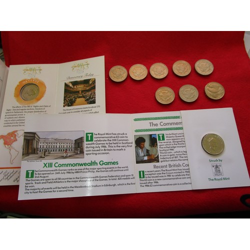 112 - A selection of older style £2 coins, including packaged 1689-1989 Bill of Rights Royal Mint Commemor... 