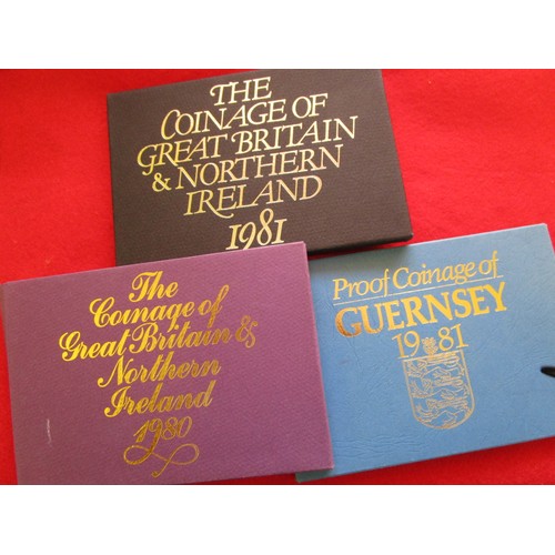 111 - 3 proof sets of coins: The Coinage of Great Britain and Northern Ireland 1980, the Coinage of Great ... 