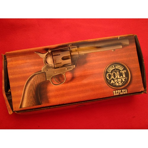 190 - A boxed Kolser replica Single Action Colt Army .45, boxed with tags but some damp damage to box and ... 