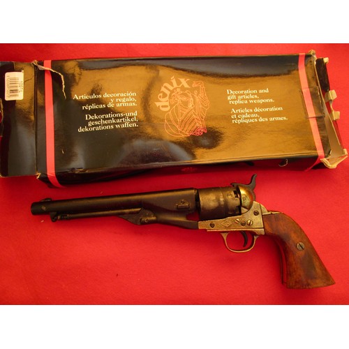 192 - A Denix 1007L replica 1850 Colt Army, boxed, some damp damage to box and to finish of weapon but mec... 