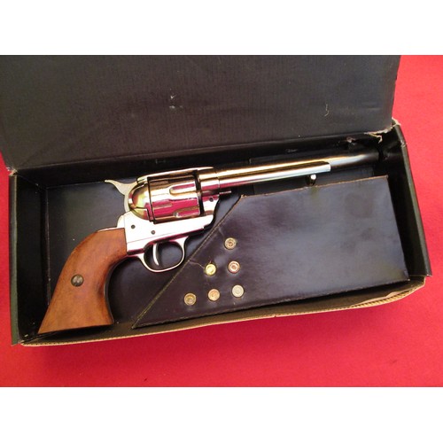 196 - A Denix 1-1191NQ Nickel Finished replica 1873 .45 Calibre Cavalry Revolver, boxed, some damp damage ... 