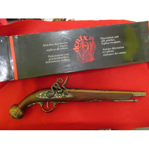 218 - A Denix 1044 replica 18th Century German flintlock long pistol, boxed, excellent condition