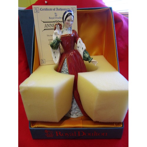 55 - A Royal Doulton HN3232 Anne Boleyn figure, boxed and mint with original papers