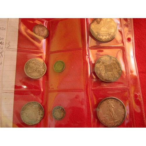 101 - A selection of silver coins from the Americas comprising a US Philipines 1904 1 peso, a Mexican 8 Re... 