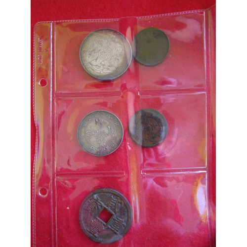 90 - A selection of Chinese coinage including an 1897 UK Trade Dollar, a Kipin Province 3 candafins, a la... 